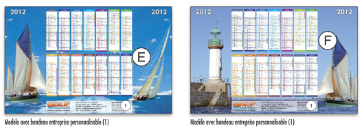 Calendriers horizontaux image fixe