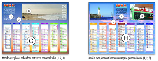 Calendriers horizontaux moyens formats